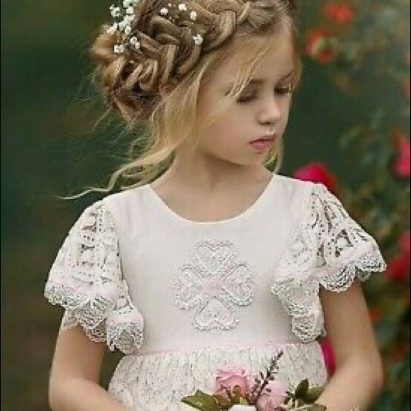 Euc Dollcake Free Spirit White Lace w Pink Dress Party Special Photo Girls  8 - Picture 4 of 7